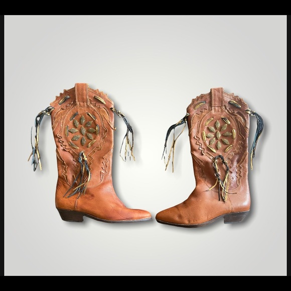 Vintage Italian Leather Cowboy Boots - Made in Italy - Picture 15 of 15